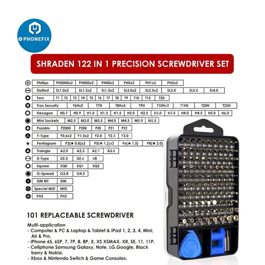 122-in-1 Precision Magnetic Screwdriver Set | Ultimate Phone Repair Tools
