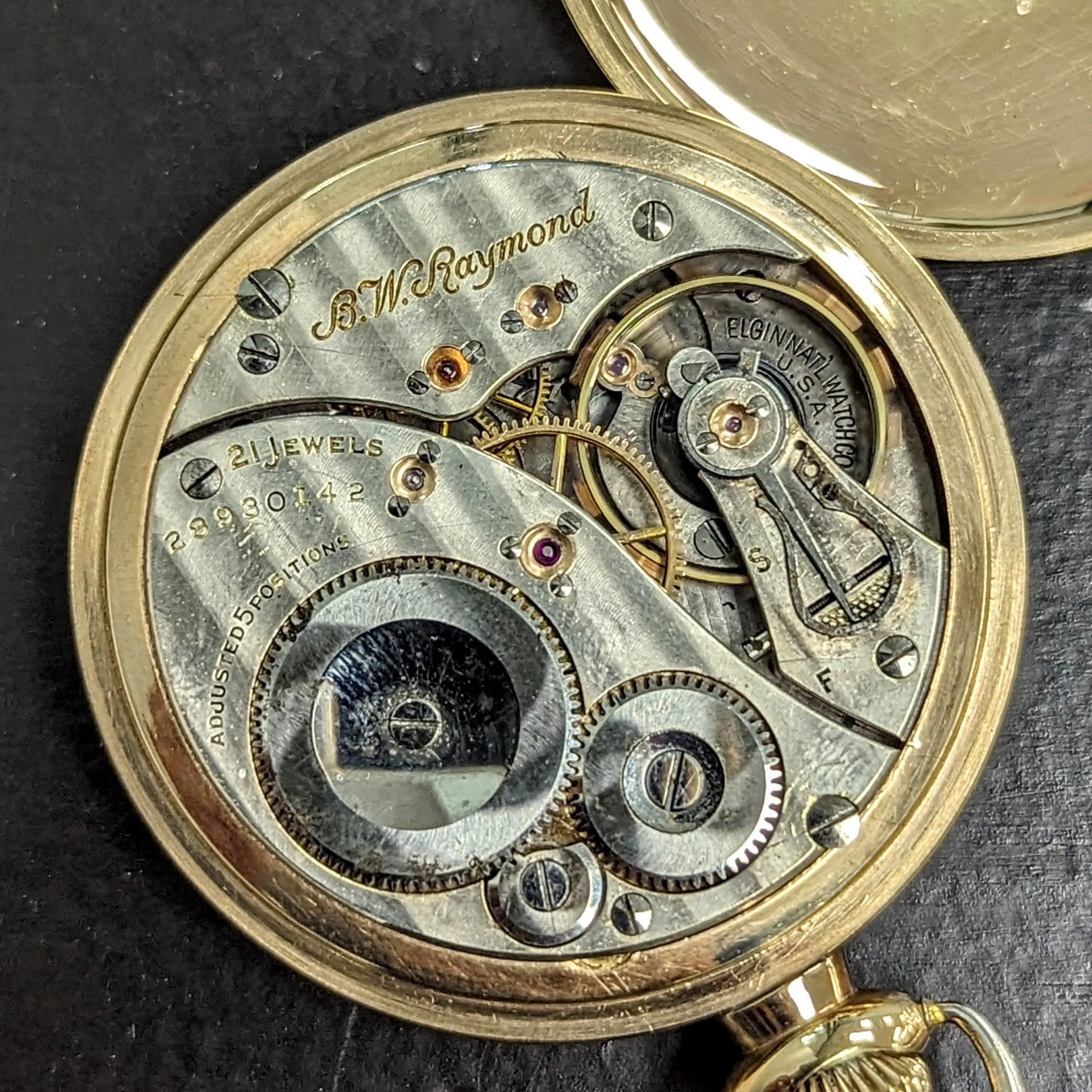 1926 ELGIN Elgin B.W. Raymond Pocket Watch 16s 21 Jewels Grade 472 5 ADJ Vintage USA Made