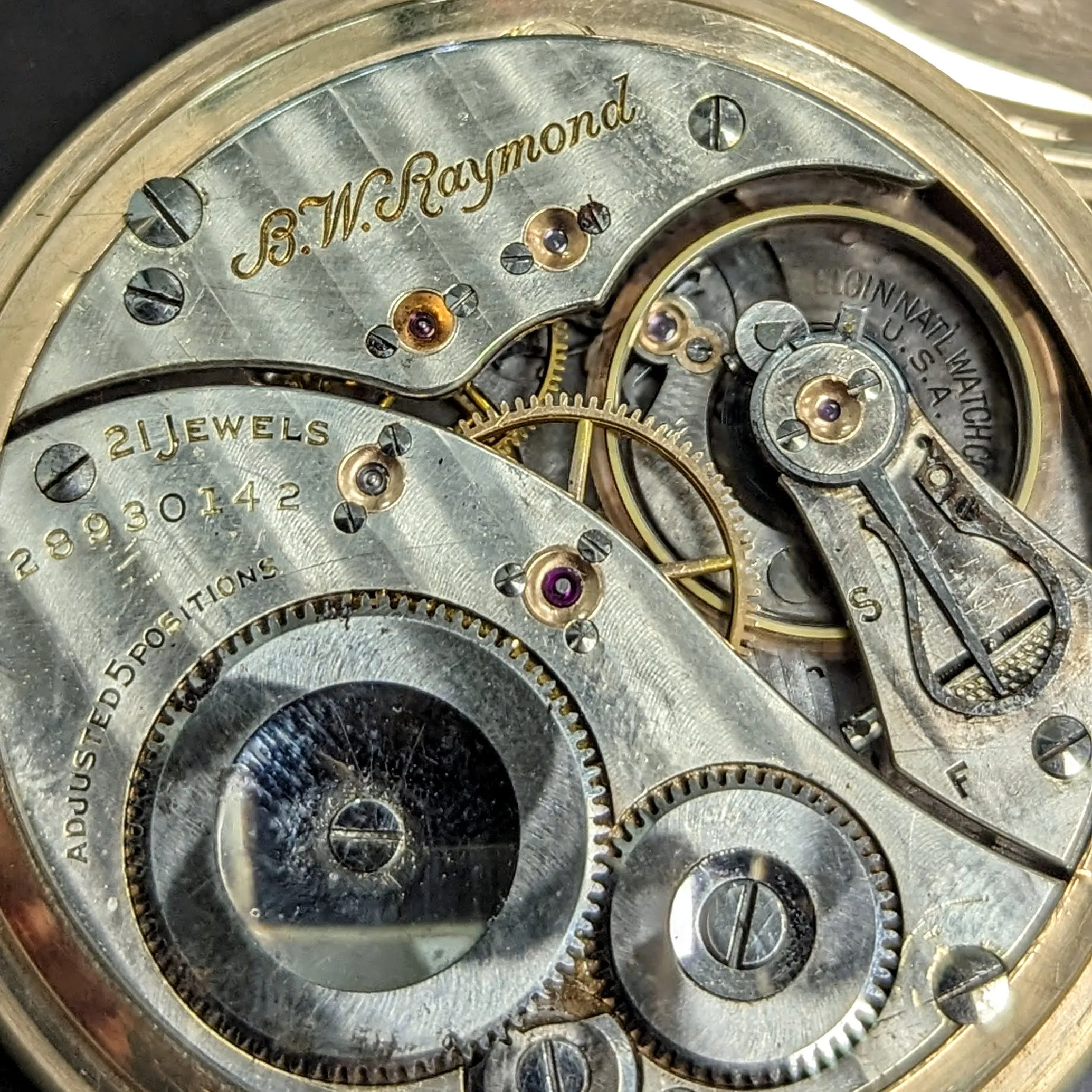 1926 ELGIN Elgin B.W. Raymond Pocket Watch 16s 21 Jewels Grade 472 5 ADJ Vintage USA Made
