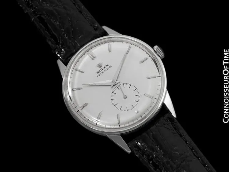 1950 Rolex Precision Large Vintage Mens Handwound Dress Watch - Stainless Steel