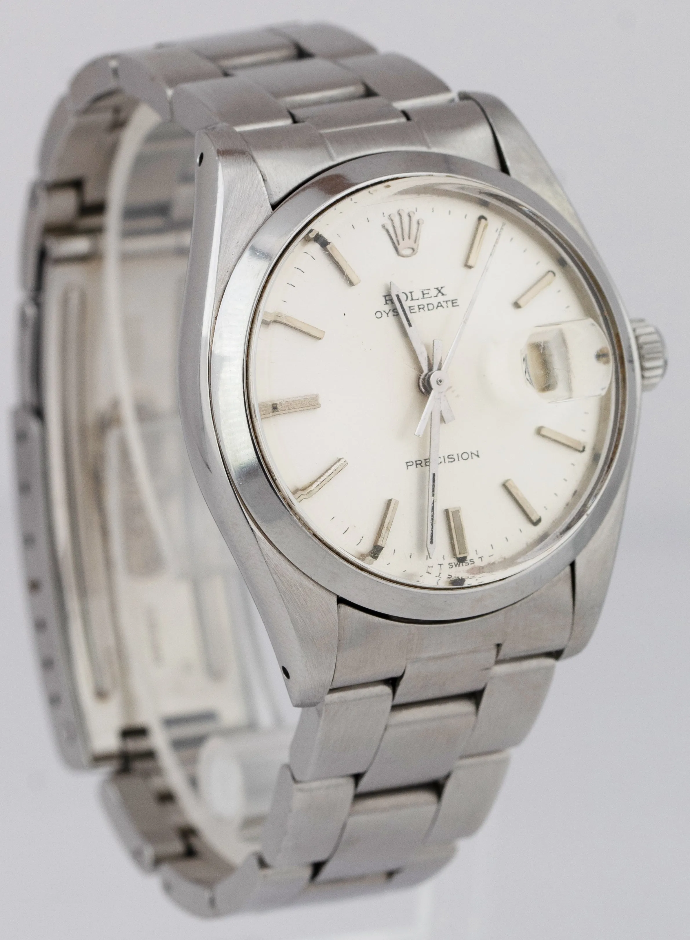 1981 UNPOLISHED Rolex Oysterdate Precision Silver Manual Steel 34mm Watch 6694