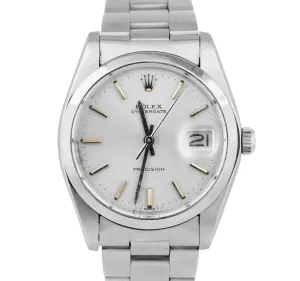 1981 UNPOLISHED Rolex Oysterdate Precision Silver Manual Steel 34mm Watch 6694