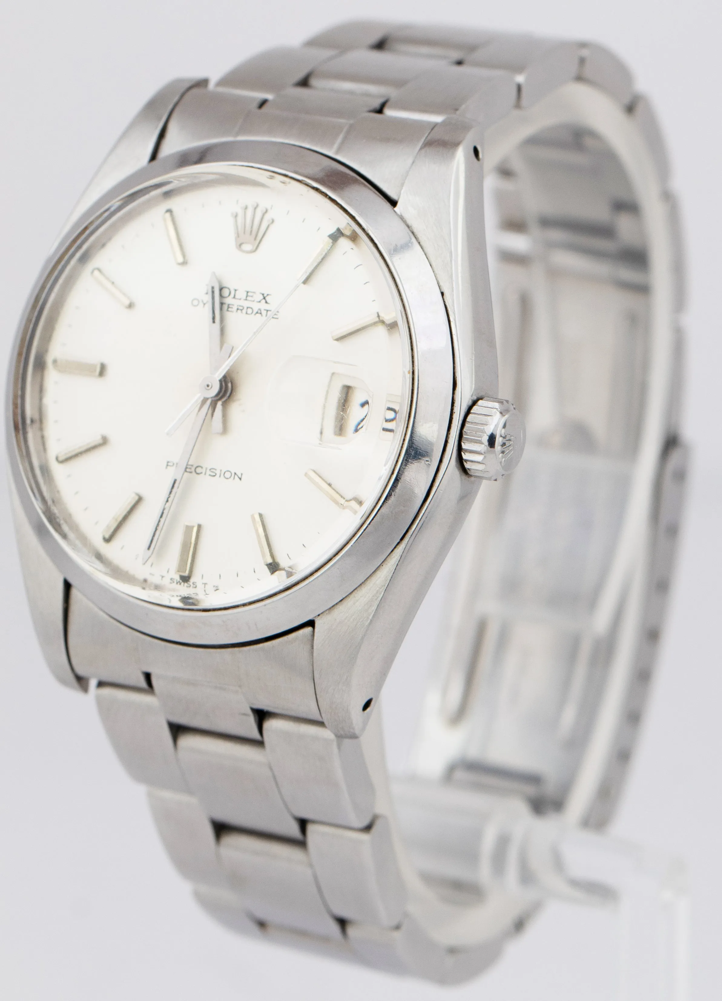 1981 UNPOLISHED Rolex Oysterdate Precision Silver Manual Steel 34mm Watch 6694