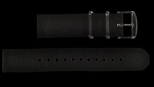 2 Piece 18mm Black NATO Military Watch Strap in Ballistic Nylon with Stainless Steel Fasteners