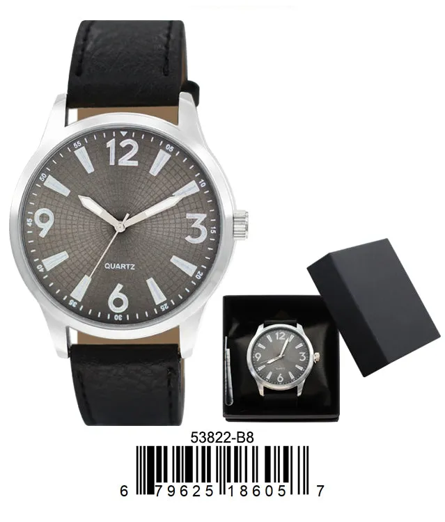 5382-B8-Gift Boxed Faux Leather Strap Watch