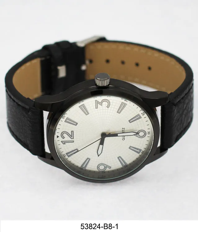 5382-B8-Gift Boxed Faux Leather Strap Watch