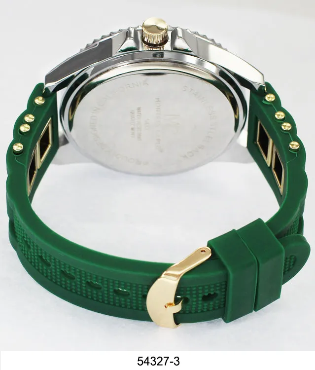 5432-Montres Carlo CZ Stone Case Watch Silicone Band