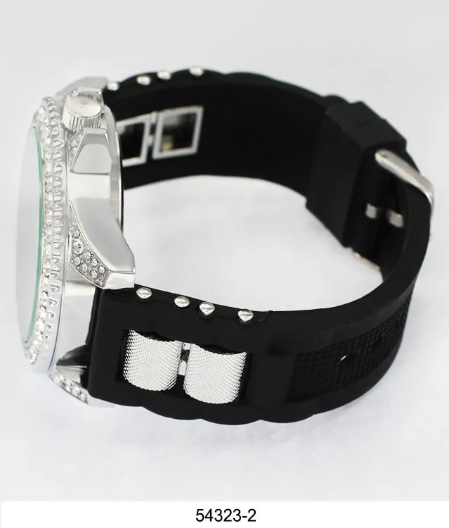 5432-Montres Carlo CZ Stone Case Watch Silicone Band