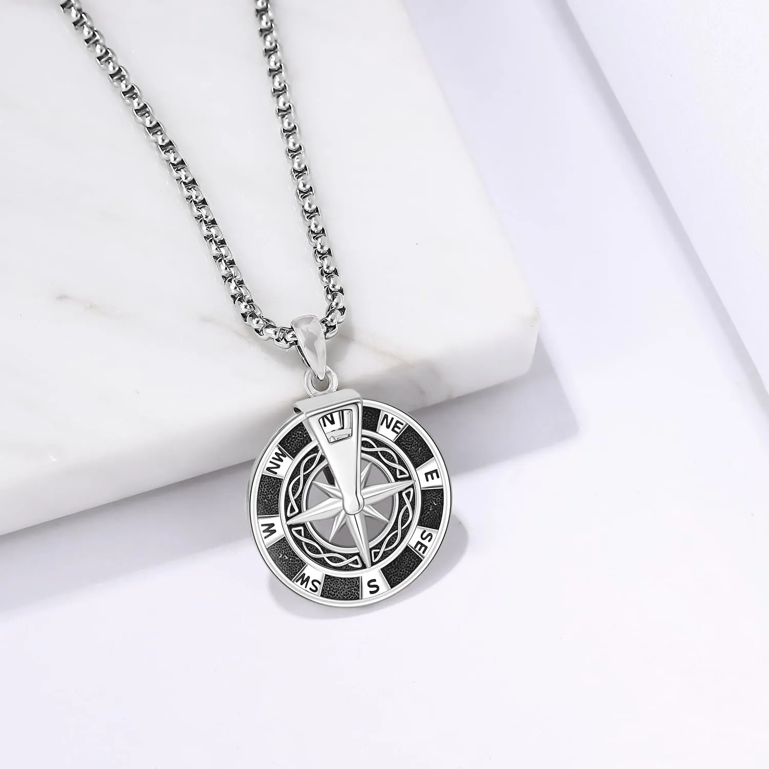 Aniu Compass Necklace for Men Women Sterling Silver Compass Pendant 2025 Graduation Friendship Talisman Travel Necklace Inspirational Rotatable Compass Graduation Gift Jewelry Gifts