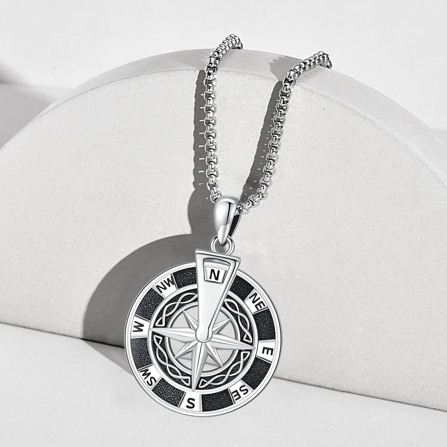 Aniu Compass Necklace for Men Women Sterling Silver Compass Pendant 2025 Graduation Friendship Talisman Travel Necklace Inspirational Rotatable Compass Graduation Gift Jewelry Gifts