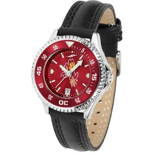 Arizona State Sun Devils Ladies Competitor Ano Poly/Leather Band Watch w/ Colored Bezel