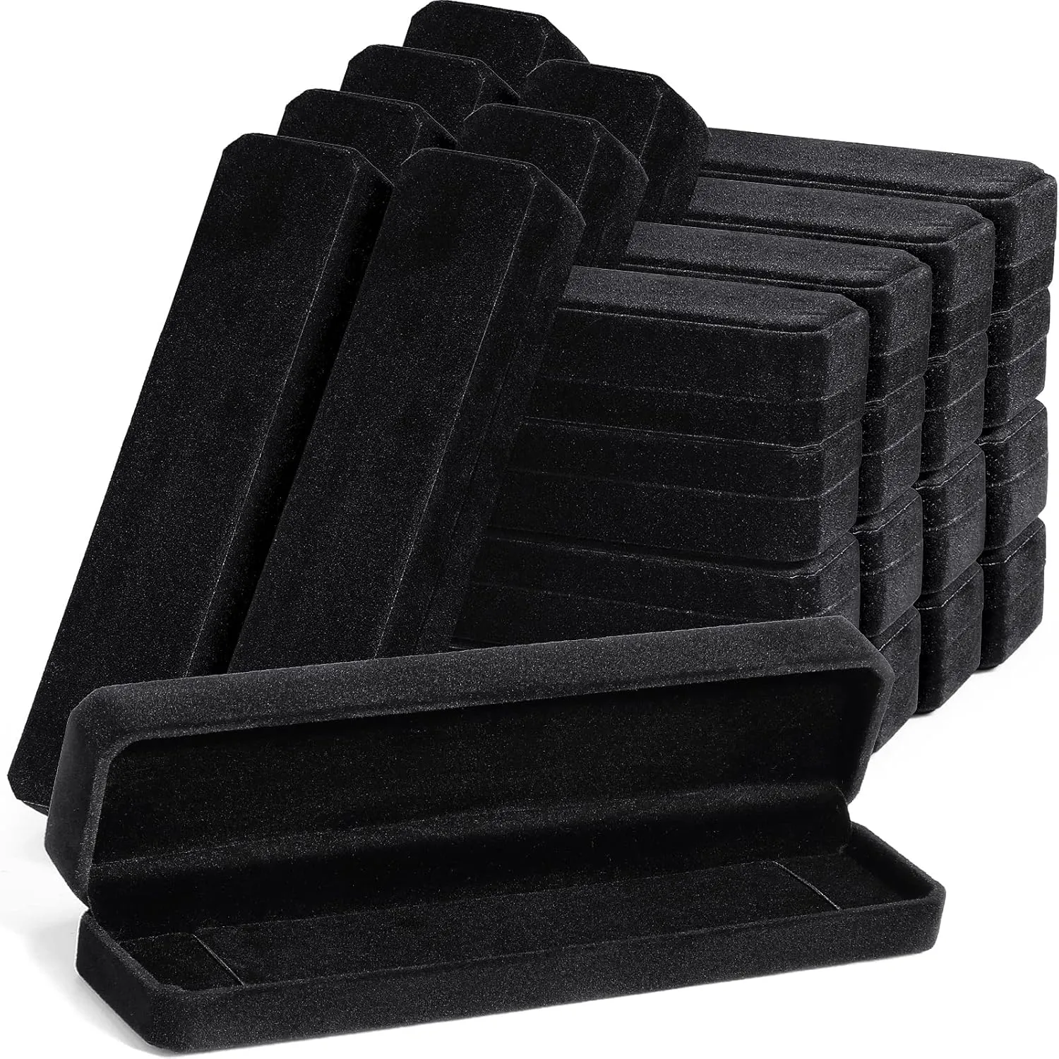 Batiyeer 24 Pcs Velvet Bracelet Box bulk Jewelry Chain necklace box Bracelet Storage Case Long Travel Jewelry Case for Pendant display Valentines Wedding Engagement, 8.86 x 2.13 x 1.38 inch(Black)