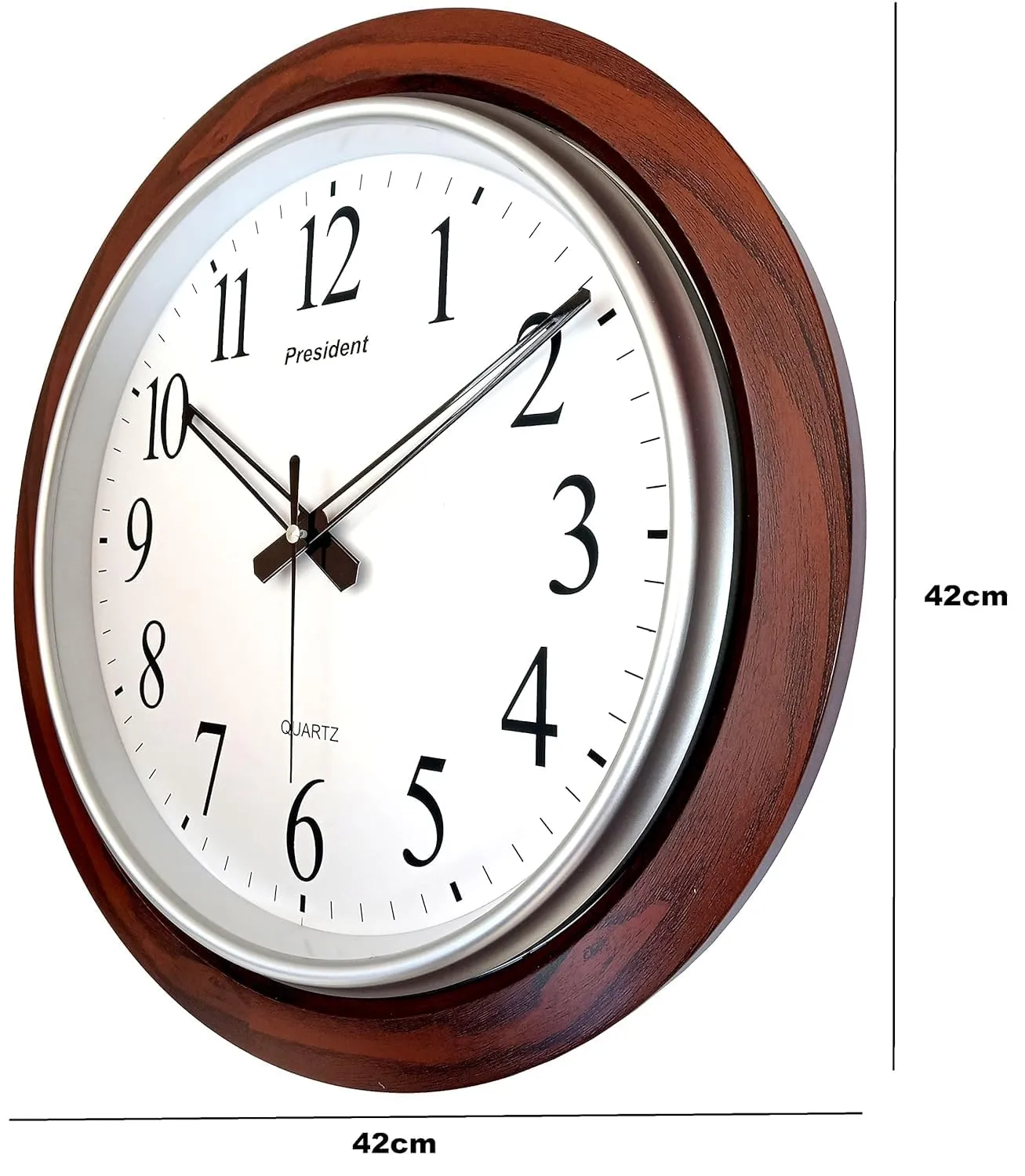 Big Size Wooden Analog Stylish Wall Clock for Living Room Hall Bedroom - 18-Inch (42 X 42 Cm)