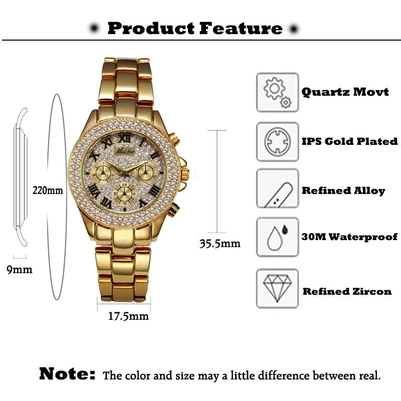 Bling Out 18K Gold Roman Numerals Quartz Watches