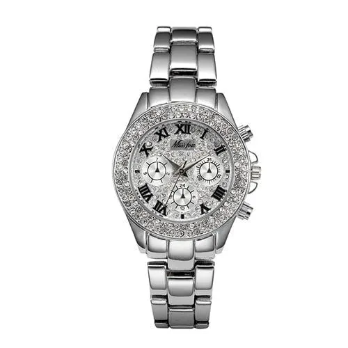 Bling Out 18K Gold Roman Numerals Quartz Watches