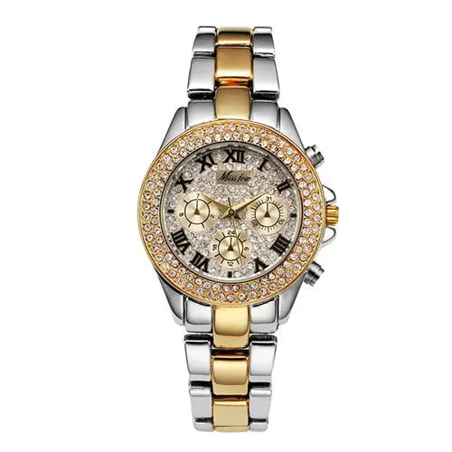 Bling Out 18K Gold Roman Numerals Quartz Watches