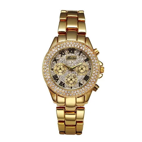 Bling Out 18K Gold Roman Numerals Quartz Watches