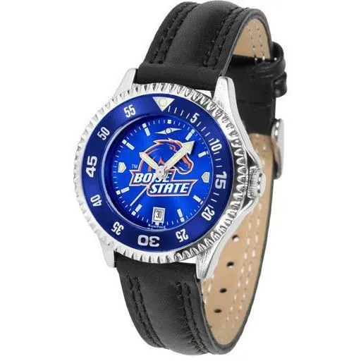 Boise State Broncos Ladies Competitor Ano Poly/Leather Band Watch w/ Colored Bezel