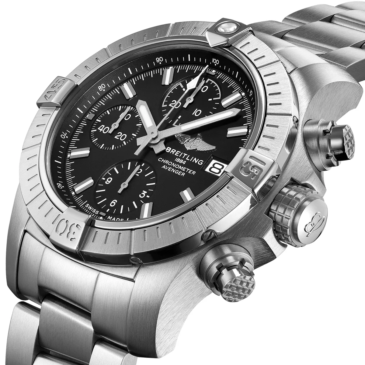 Breitling Avenger Chronograph Automatic Black Dial Men's Watch - A13385101B1A1