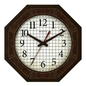 Bulova Gymnasium Large Solid Hardwood Case White Dial Brown Wall Clock - C4376