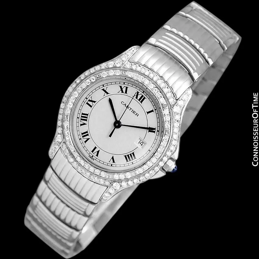 Cartier Cougar Panthere Mens Unisex Bracelet Watch - Stainless Steel & Diamonds
