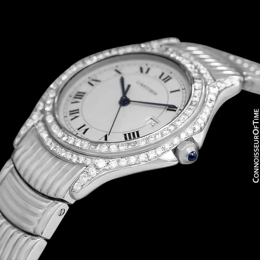 Cartier Cougar Panthere Mens Unisex Bracelet Watch - Stainless Steel & Diamonds
