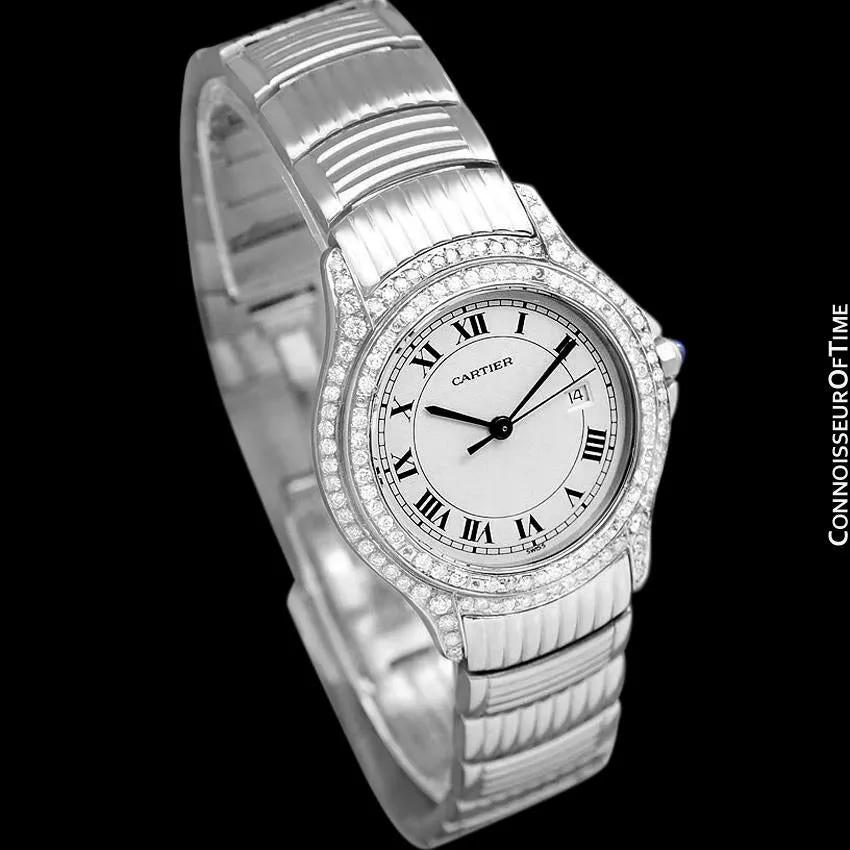 Cartier Cougar Panthere Mens Unisex Bracelet Watch - Stainless Steel & Diamonds