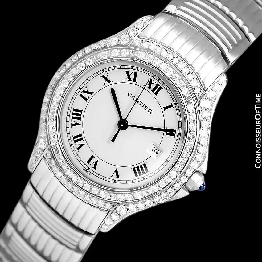 Cartier Cougar Panthere Mens Unisex Bracelet Watch - Stainless Steel & Diamonds