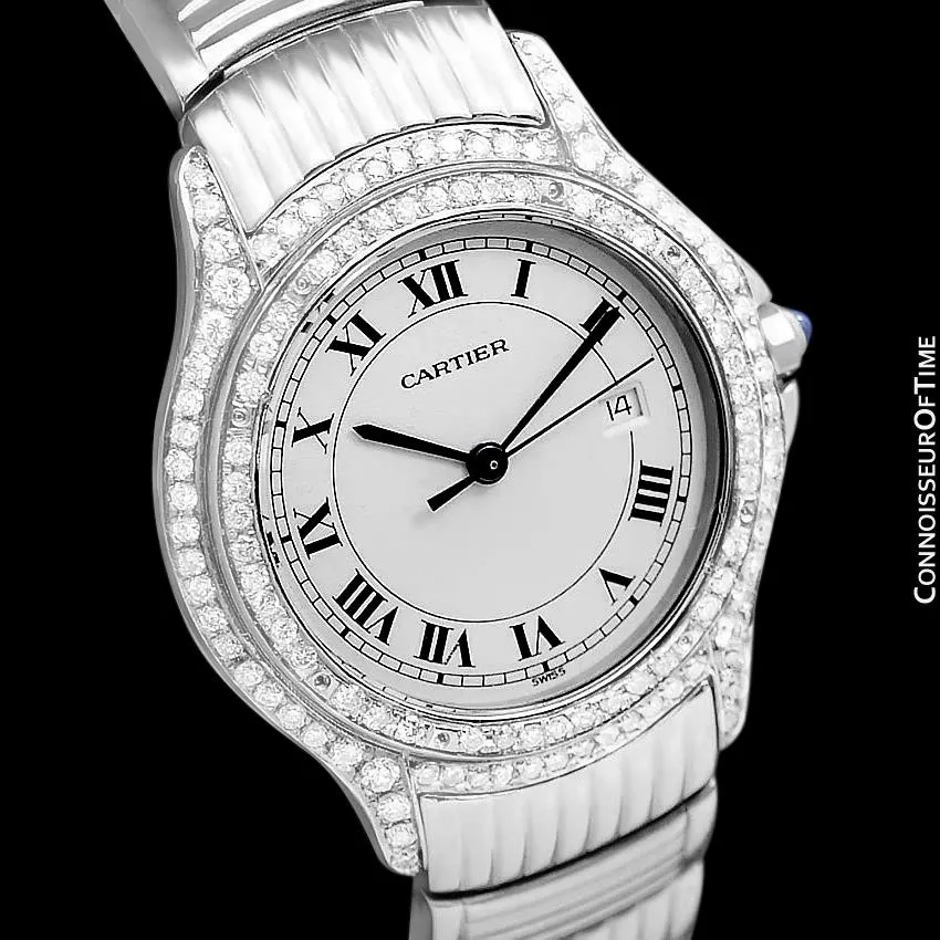 Cartier Cougar Panthere Mens Unisex Bracelet Watch - Stainless Steel & Diamonds