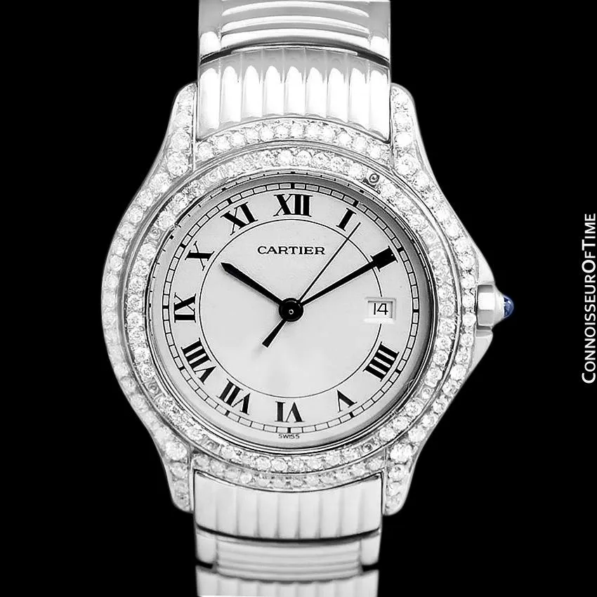 Cartier Cougar Panthere Mens Unisex Bracelet Watch - Stainless Steel & Diamonds