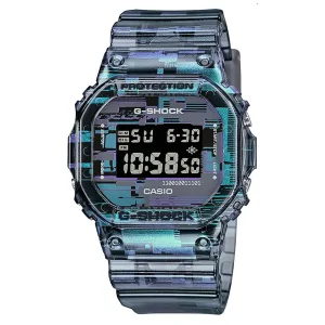 Casio Men's Black Dial Blue Green Plastic Band Digital Japanese Quartz Watch - DW-5600NN-1CR