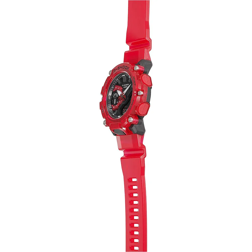 Casio Men's Black Dial Red Resin Band G-Shock Sound Waves Skeleton Series Digital Japanese Quartz Watch - GA2200SKL-4A