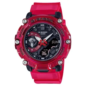 Casio Men's Black Dial Red Resin Band G-Shock Sound Waves Skeleton Series Digital Japanese Quartz Watch - GA2200SKL-4A