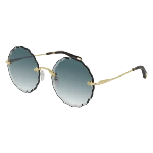 Chloe Gold Sunglasses with Blue Gradient lenses