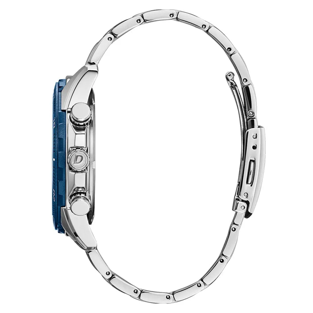 Citizen AR - Action Eco Drive Mens Silver Stainless Steel Band Blue Quartz Dial Watch - AT2440-51L