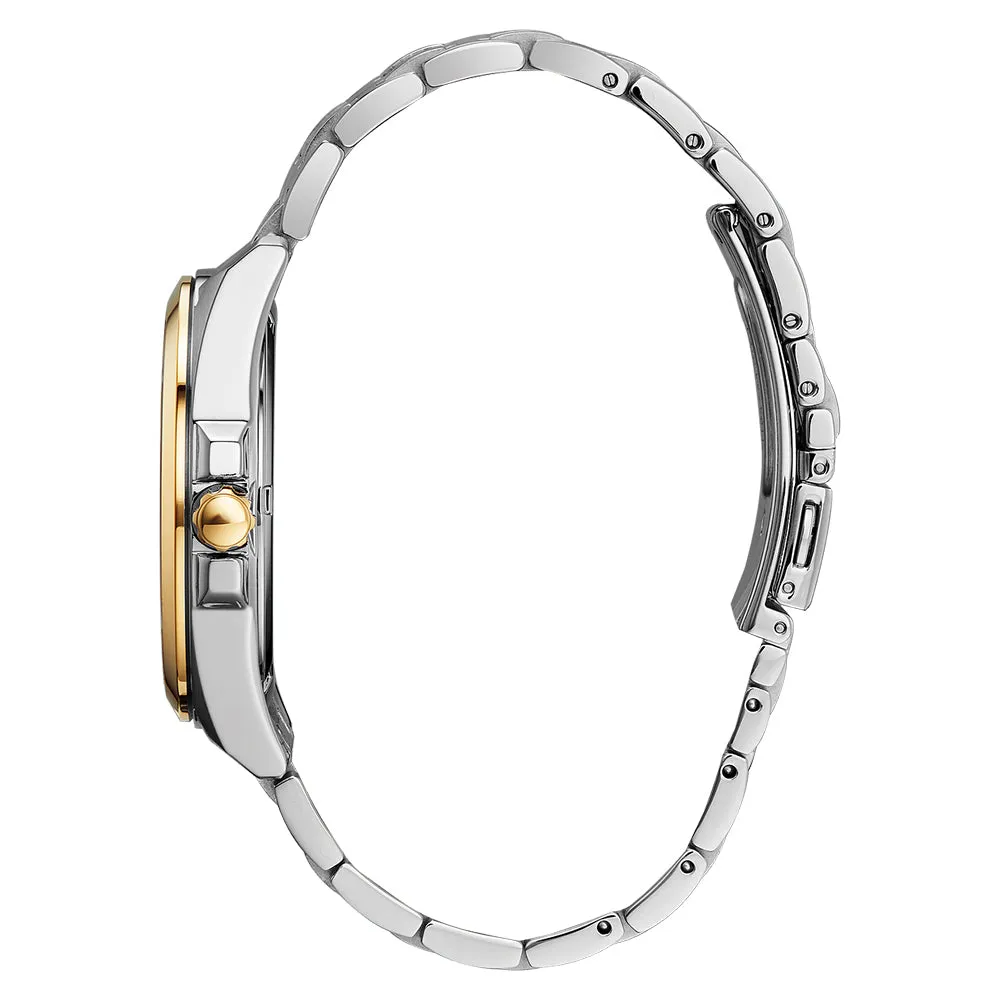 Citizen Corso Eco-Drive Mens Two-Tone Silver/Gold Stainless Steel Band Black Quartz Dial Watch - BM7107-50E