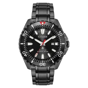 Citizen Eco-Drive Mens Black Stainless Steel Band Black Dial Watch - BN0195-54E
