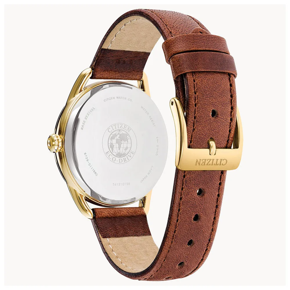 Citizen Eco-Drive Women's Brown Leather Band Silver Dial Watch - FD2052-07A