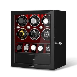 Compact 6 Watch Winders with 5 Watches Large Storage Space  - Red