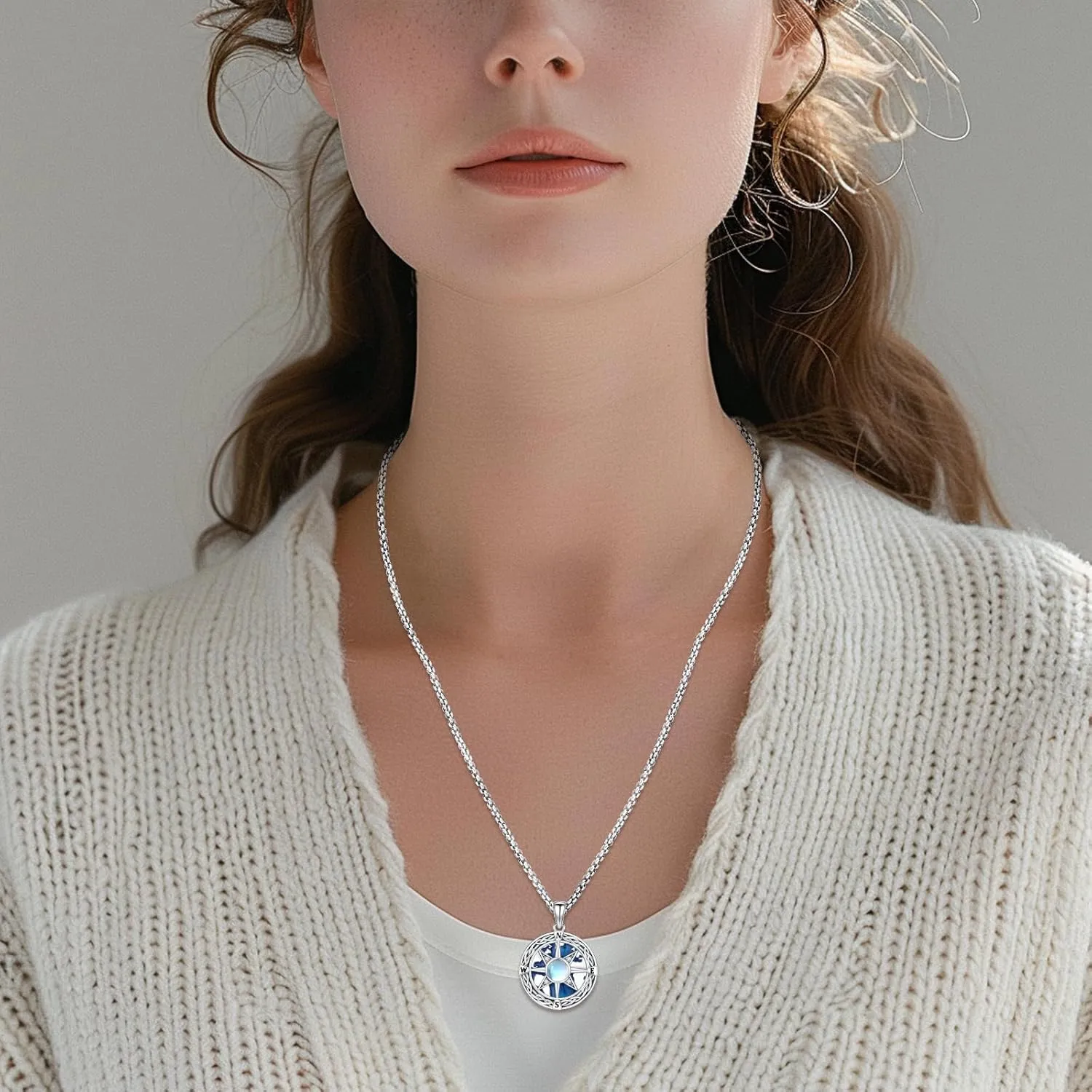 Compass Necklace for Women Sterling Silver Friendship Inspirational Graduation Birthday Mothers Day Gift Jewelry
