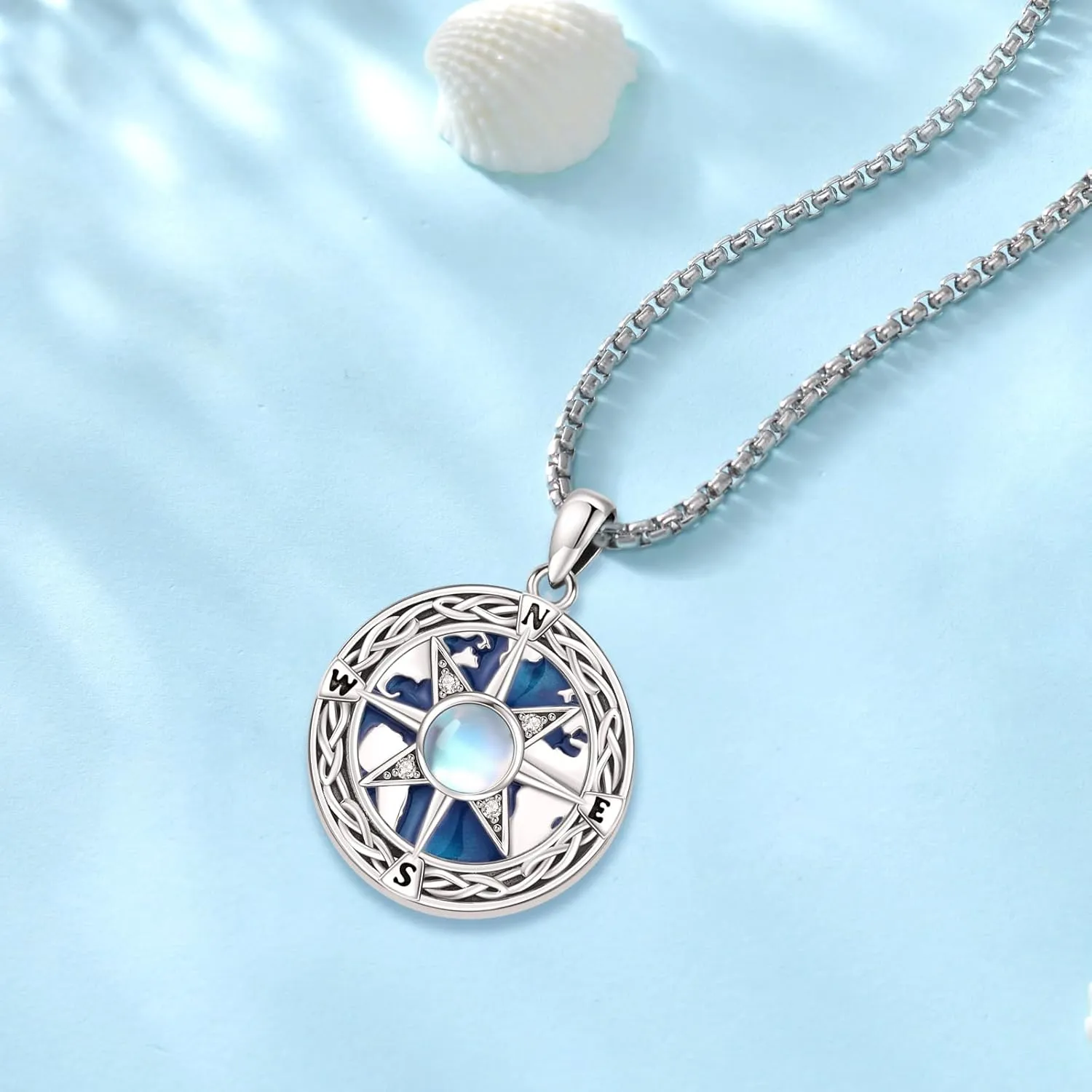 Compass Necklace for Women Sterling Silver Friendship Inspirational Graduation Birthday Mothers Day Gift Jewelry