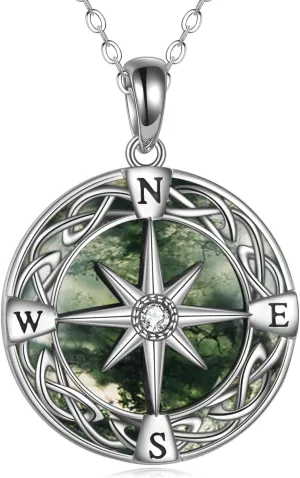 Compass Necklace Sterling Silver Celtic Knot Necklace Graduation Friendship Talisman Travel Necklace Inspirational Graduation Gift Jewelry Gifts for Women Girls