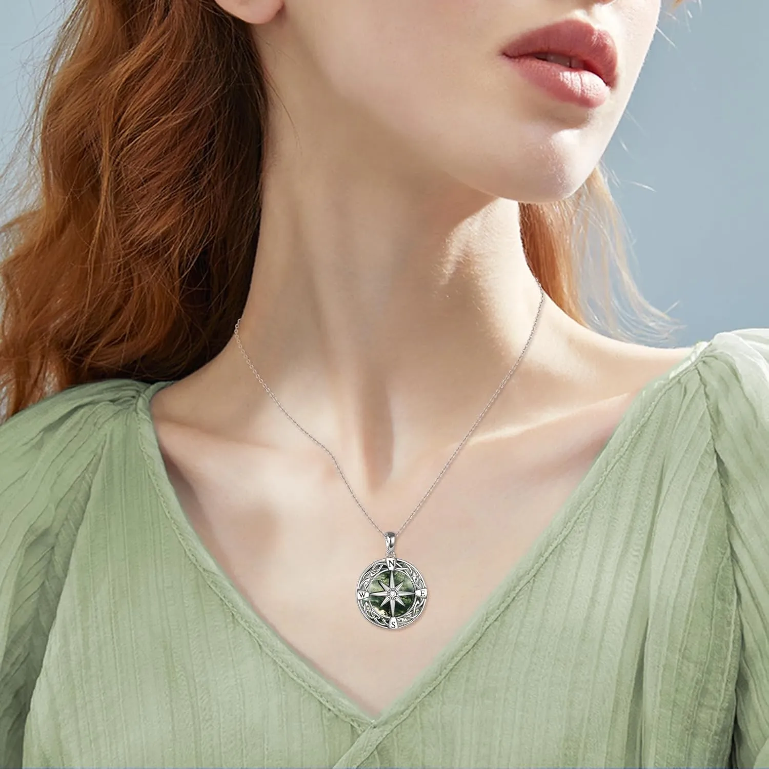 Compass Necklace Sterling Silver Celtic Knot Necklace Graduation Friendship Talisman Travel Necklace Inspirational Graduation Gift Jewelry Gifts for Women Girls