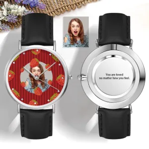 Custom Photo Watch Sweet Strawberry Watch Vivid Fruit Watch Personalized Gift