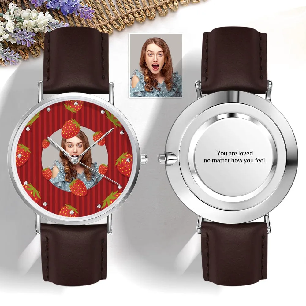 Custom Photo Watch Sweet Strawberry Watch Vivid Fruit Watch Personalized Gift