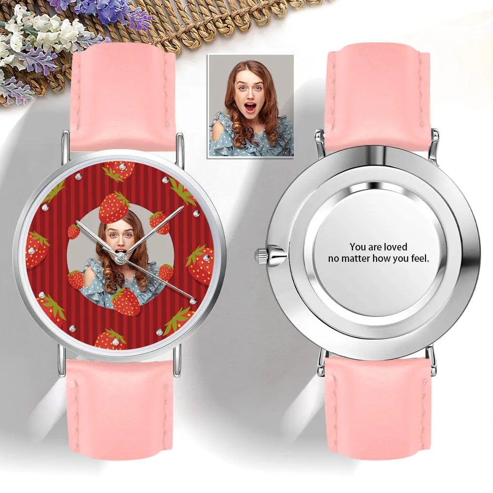 Custom Photo Watch Sweet Strawberry Watch Vivid Fruit Watch Personalized Gift