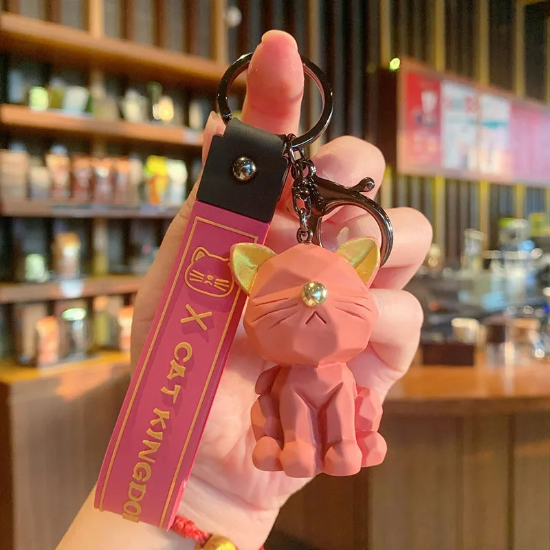 Cut Face Kitty Car Keychain