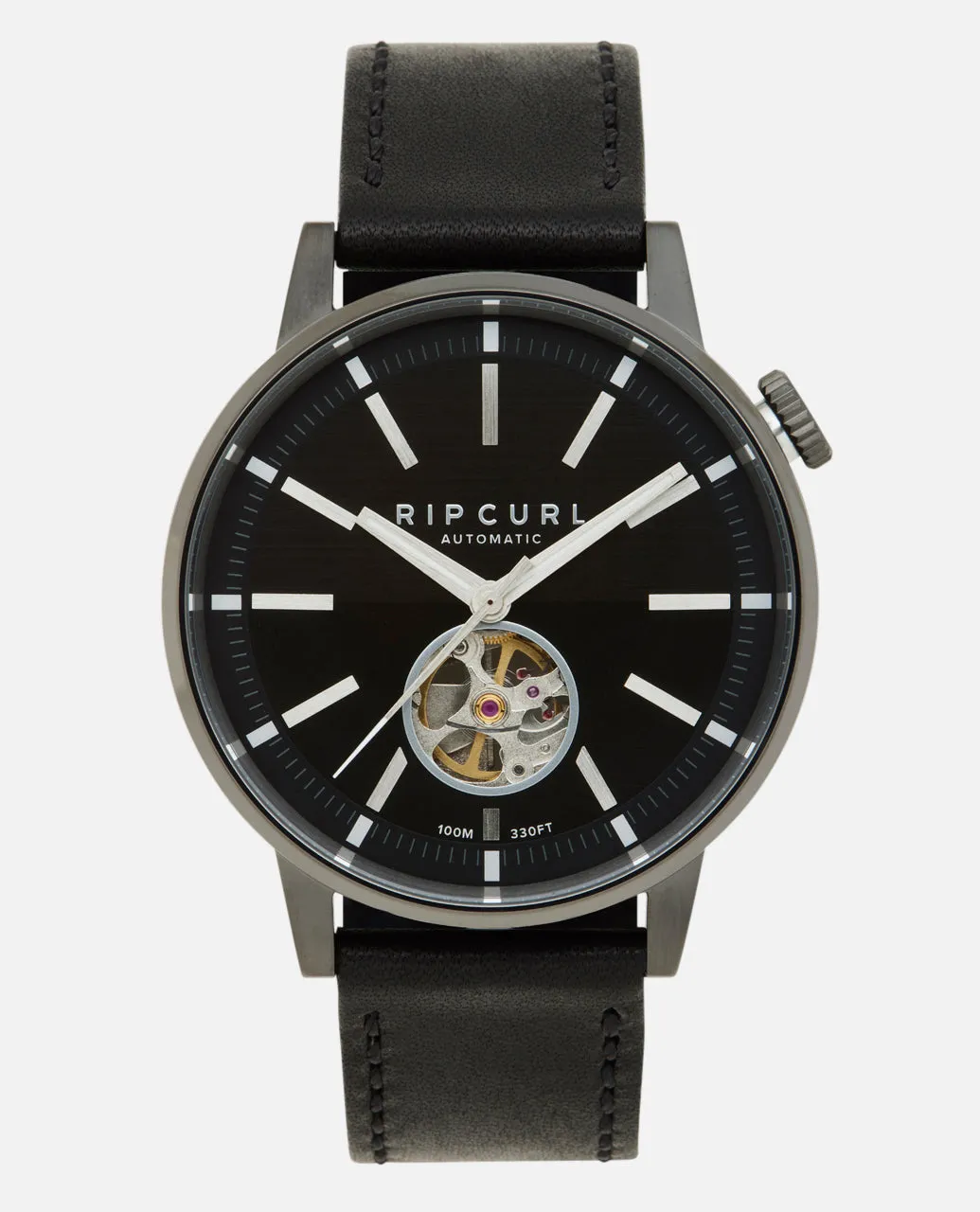 Drake Automatic Leather Watch - Gun Metal