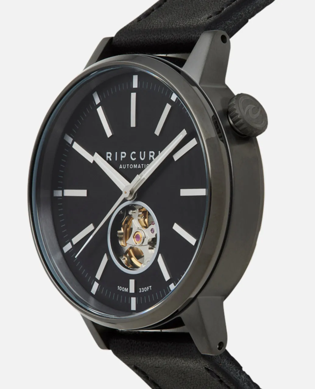Drake Automatic Leather Watch - Gun Metal