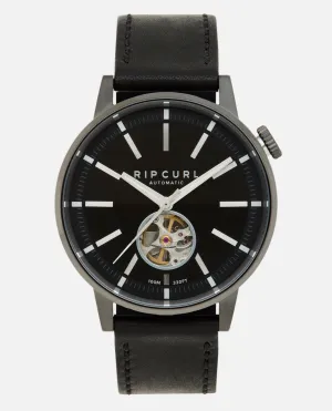Drake Automatic Leather Watch - Gun Metal